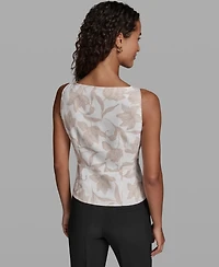 Karl Lagerfeld Paris Women's Scoop Neck Woven Vest