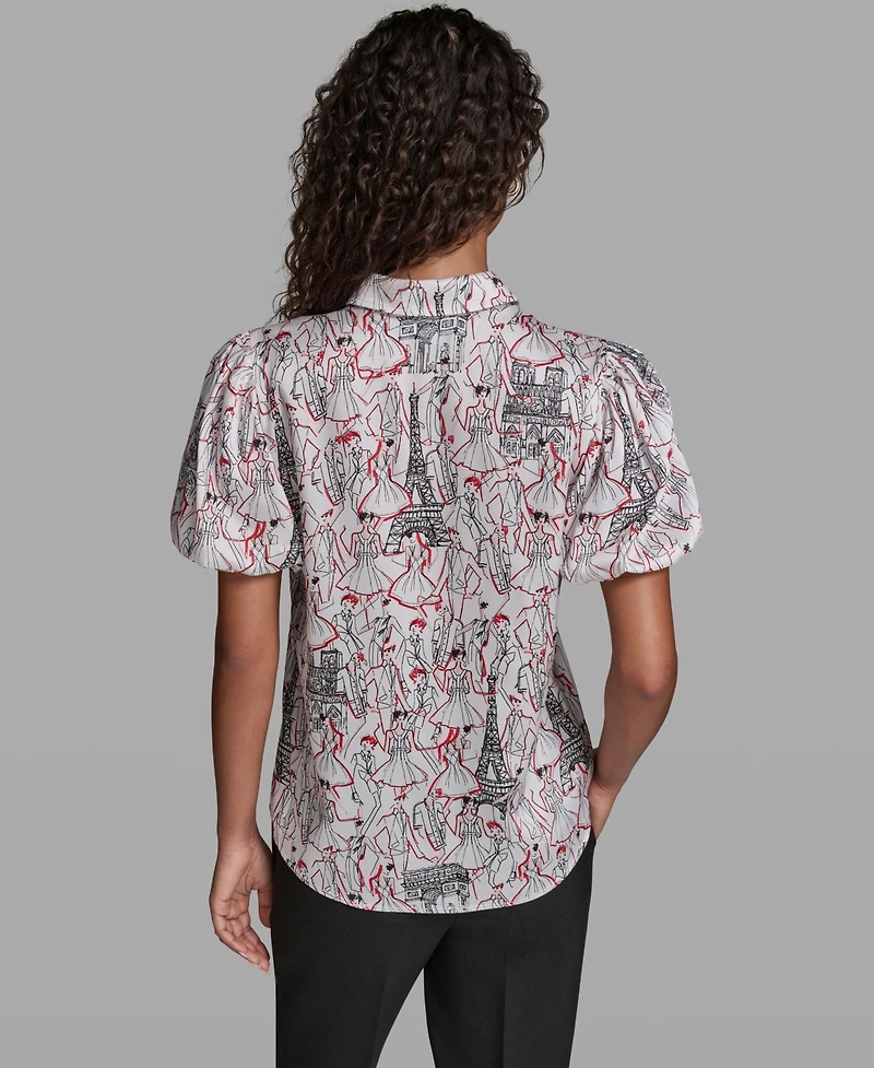 Karl Lagerfeld Paris Women's Collared Button-Front Top