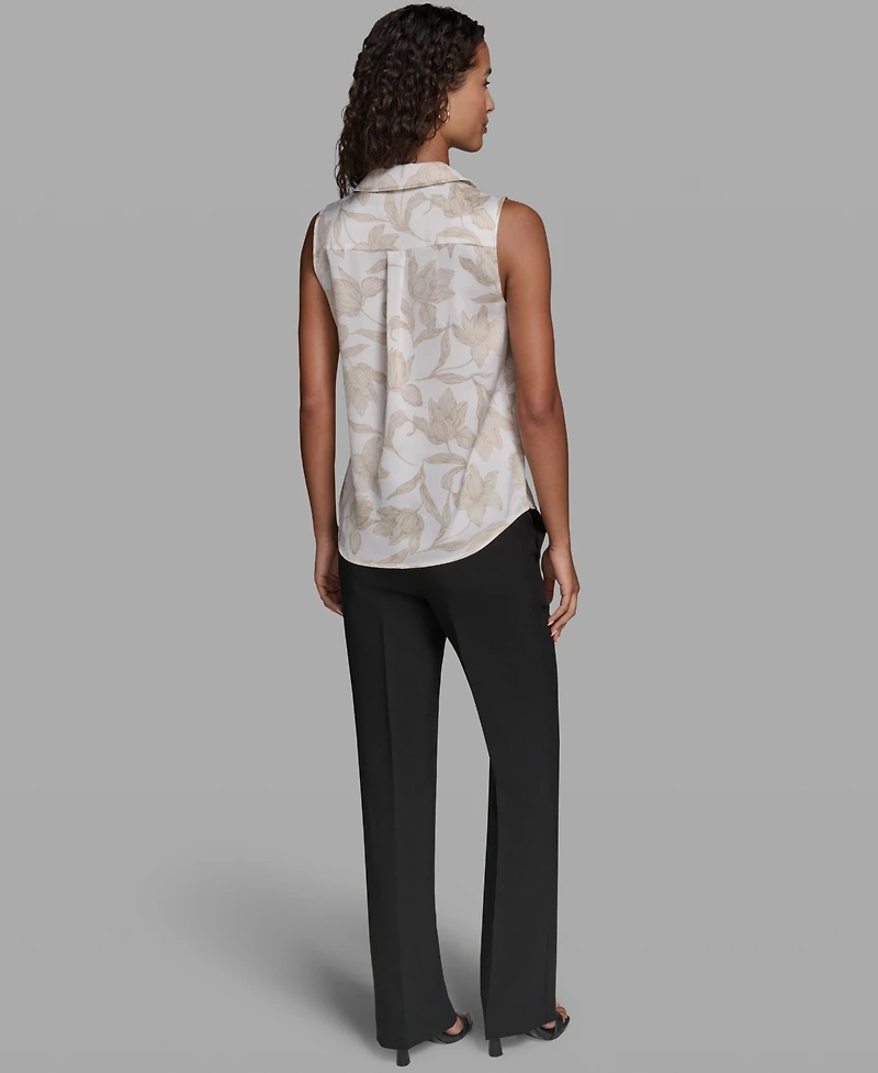 Karl Lagerfeld Paris Women's Sleeveless Collared Top