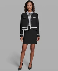 Karl Lagerfeld Paris Women's Cropped Round Neck Jacket