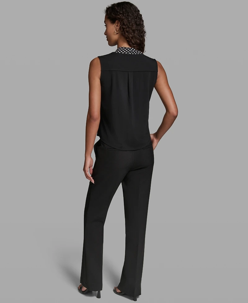 Karl Lagerfeld Paris Women's V-Neck Sleeveless Top