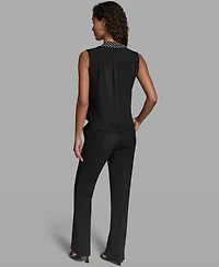 Karl Lagerfeld Paris Women's V-Neck Sleeveless Top