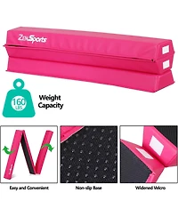 Zeny 9ft Folding Gymnastics Balance Beam for Kids, Floor Balance Beam Bar with Anti-Slip Base Extra Firm Foam Walking Beams Home