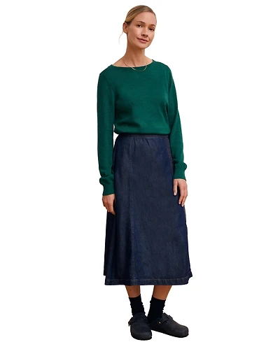 Celtic & Co. Women's Midi Wrap A-Line Denim Skirt