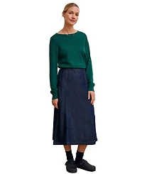 Celtic & Co. Women's Midi Wrap A-Line Denim Skirt