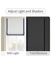 Shadisfy Cordless Pull Down Blackout Roman Shade with Ribbon Border