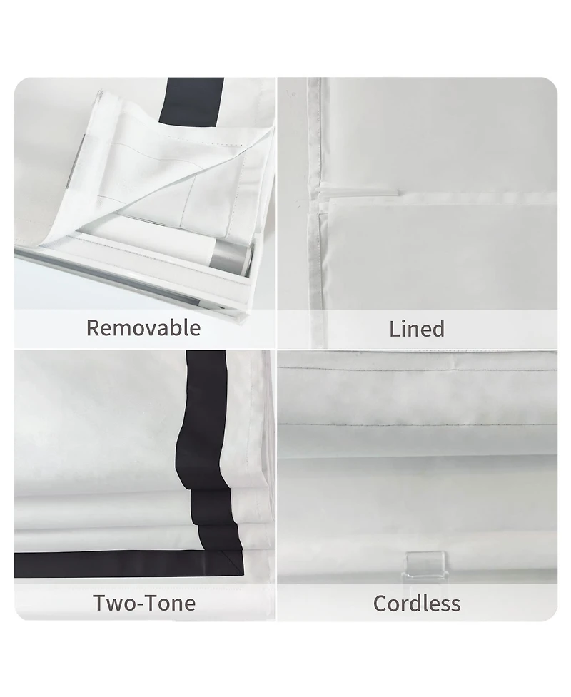 Shadisfy Cordless Pull Down Blackout Roman Shade with Ribbon Border