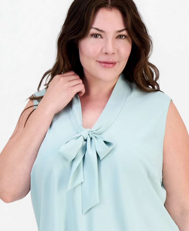 Kasper Plus Tie-Neck Sleeveless Top