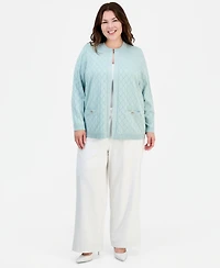 Kasper Plus Diamond Stitch Cardigan