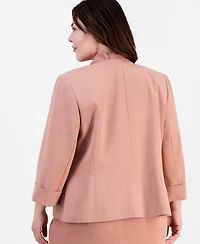 Kasper Plus 3/4-Sleeve Open-Front Blazer