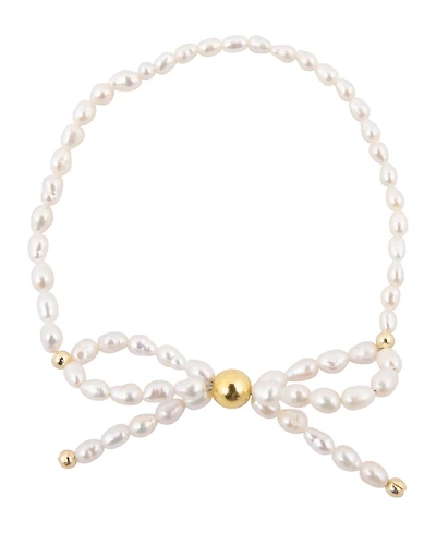 Barse White Freshwater Pearl Bow Stretch Bracelet