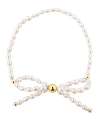 Barse White Freshwater Pearl Bow Stretch Bracelet