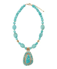 Barse Sedona Blue Turquoise Golden Pendant Necklace