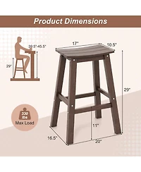 Gouun 29 in Hdpe Outdoor Bar Stool Set of 2 with Armless Saddle Seat and Footrest