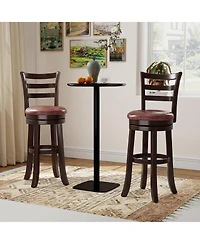 Gouun 29 in Swivel Bar Stool Set of 2 with Faux Leather Seat and Wrap-Around Footrest