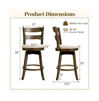 Gouun 25 in Swivel Counter Height Bar Stool Set of 2 with Polyester Upholstered Seat and Backrest