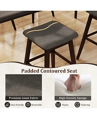 Gouun 30 in Swivel Counter Height Bar Stool Set of 2 with Linen Seat and Rubber Wood Legs