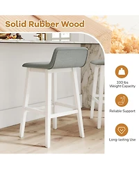 Gouun 29 in Low-Back Bar Stool Set of 2 with Padded Seat and Rubber Wood Legs