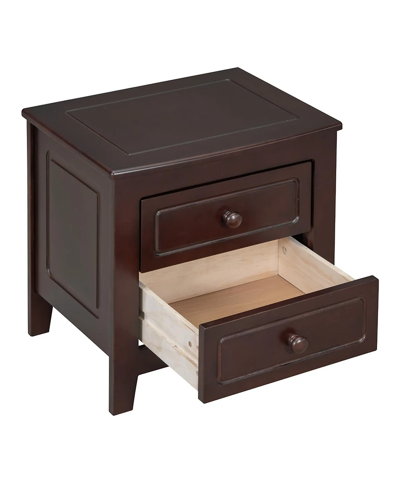 sumyeg Mid Century Retro Nightstand with 2 Drawers, Classic Bedside Table for Bedroom
