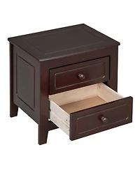 sumyeg Mid Century Retro Nightstand with 2 Drawers, Classic Bedside Table for Bedroom