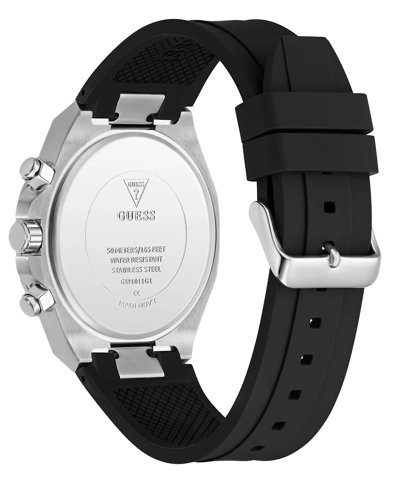 Guess Men's Multi-Function Black Silicone Watch, 44mm