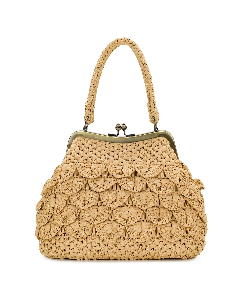 Patricia Nash Laureana Scalloped Raffia Small Frame Satchel Bag