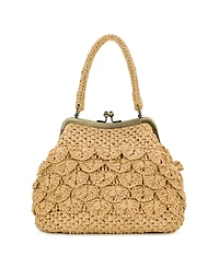 Patricia Nash Laureana Scalloped Raffia Small Frame Satchel Bag