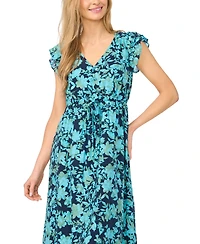 CeCe Women's Flutter-Sleeve V-Neck Midi Dress