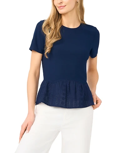 CeCe Women's Short-Sleeve Crewneck Knitted Top