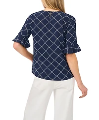 CeCe Women's Short-Sleeve Crewneck Blouse