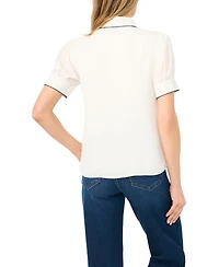 CeCe Women's Short-Sleeve Button-Up Top