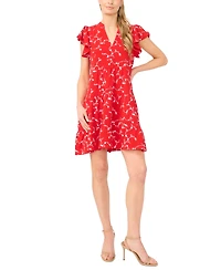 CeCe Women's Short-Sleeve Ruffled Tiered Dress