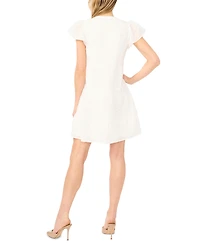 CeCe Women's Short-Sleeve Split Neck Ruffle Tiered Dress