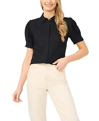 CeCe Women's Short-Sleeve Collared Button Up Shirt