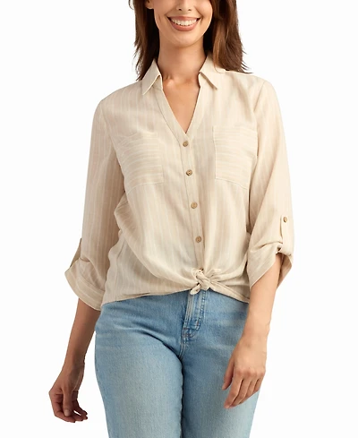 Bcx Women's Stripe Button-Up Shirt