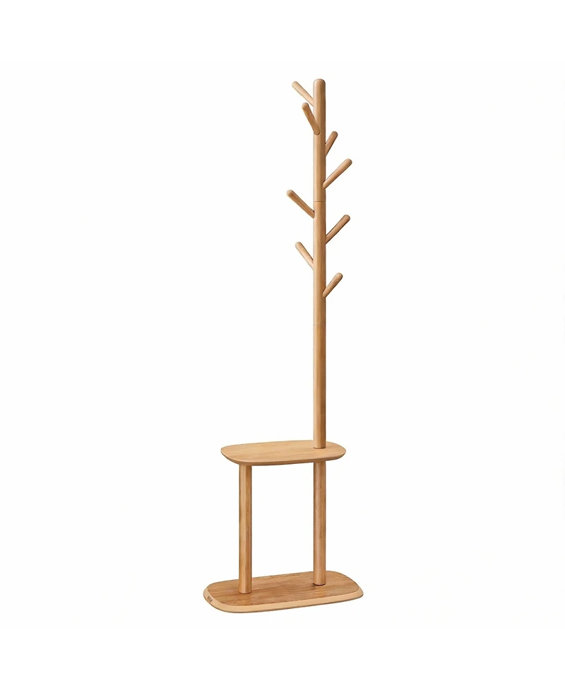 Yigii 8 Hooks and Shelf Freestanding Coat Rack - 67.2" Tall for Entryway