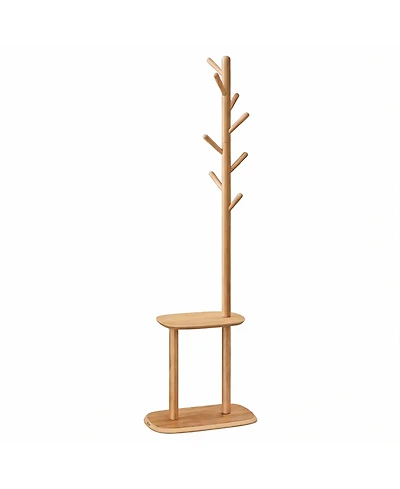 Yigii 8 Hooks and Shelf Freestanding Coat Rack - 67.2" Tall for Entryway
