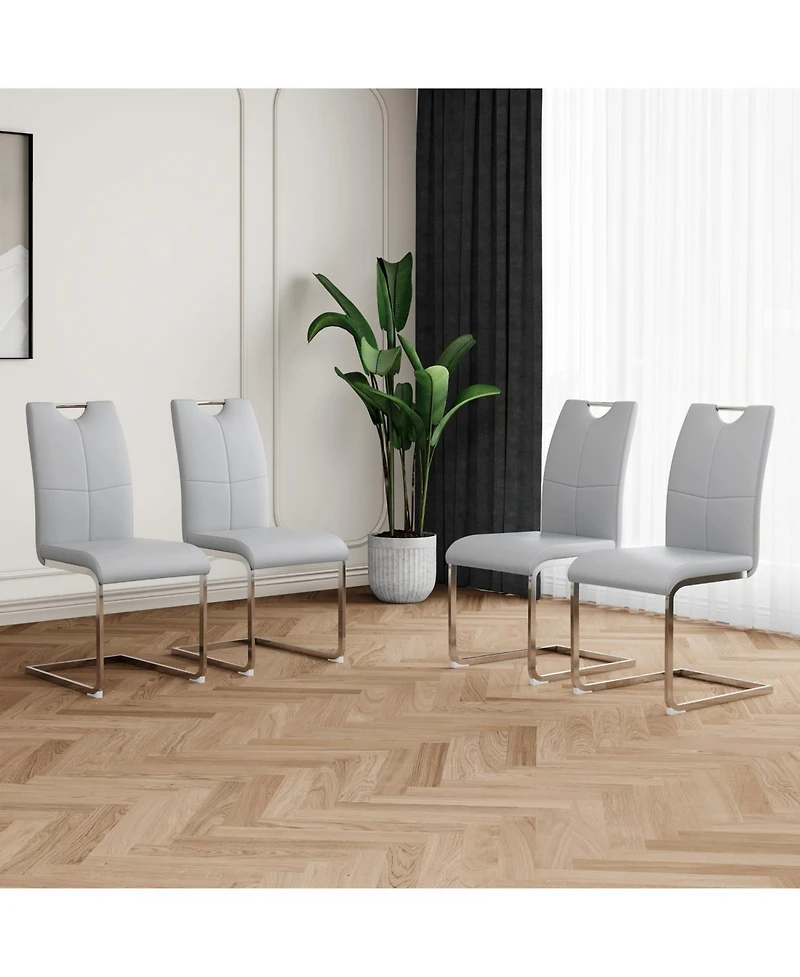 Streamdale Furniture Set of 4 Modern Faux Leather Dining Chairs