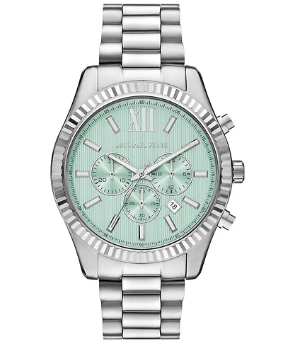 Michael Kors Men's Lexington Quartz Chronograph Silver Stainless Steel Watch 45mm