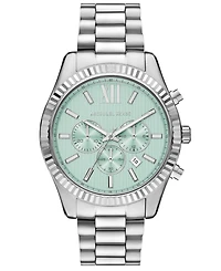 Michael Kors Men's Lexington Quartz Chronograph Silver Stainless Steel Watch 45mm