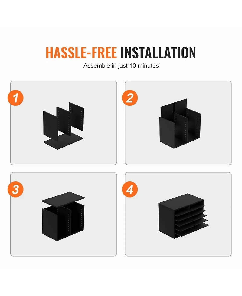 Sugift Wood Literature Organizer 12 Compartments Removable Shelves for Office and Home