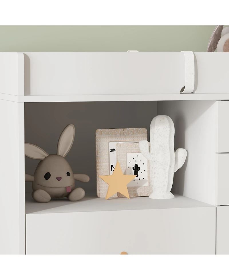 Famapy 5-Drawers Changing Table, Dresser, Kids Low Dresser with Shelf