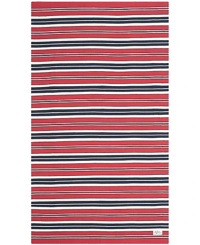 Lauren Ralph Lauren Leopold Stripe LRL2462E Red 5' X 8' Outdoor Area Rug
