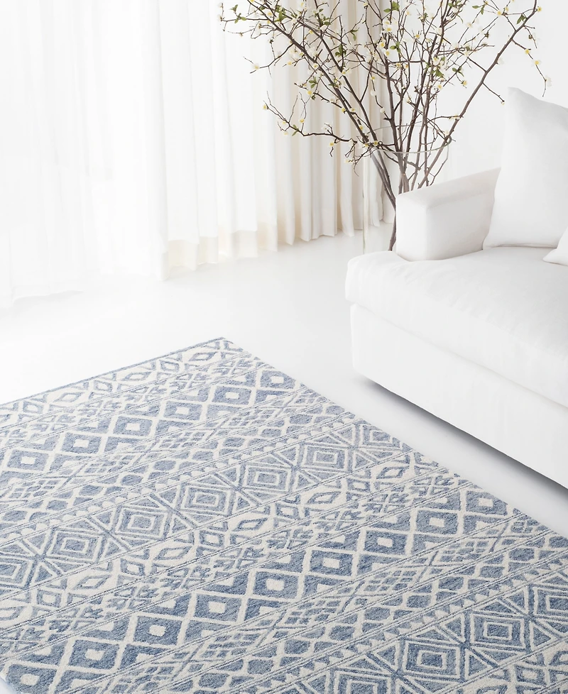 Lauren Ralph Lauren Theresa LRL6650A Ivory and Blue 5' X 8' Area Rug
