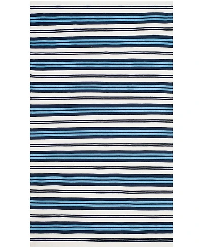 Lauren Ralph Lauren Leopold Stripe LRL2462B White and French Blue 5' X 8' Outdoor Area Rug