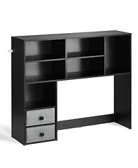 Sugift 3-Tier Wood Desktop Bookshelf Storage Organizer with Fabric Drawers for Office