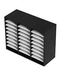 Sugift 27 Compartment Adjustable Wood Literature Organizer for Office Storage