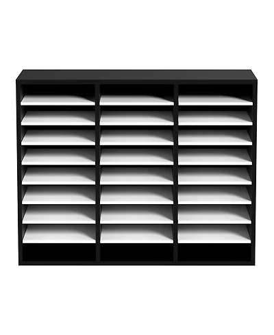 Sugift 27 Compartment Adjustable Wood Literature Organizer for Office Storage