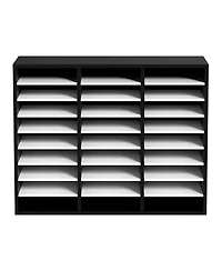 Sugift 27 Compartment Adjustable Wood Literature Organizer for Office Storage