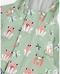 Deux par Little Girls Polyurethane Frog Print Rain One-Piece